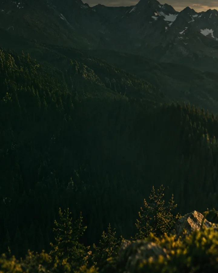 Mountain ridges and wild alpine landscape